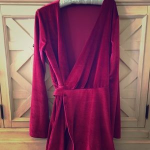 Burgundy velvet dress
